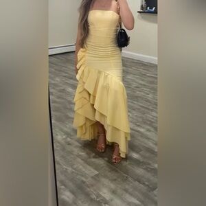 Chic Yellow Layered Maxi Skirt